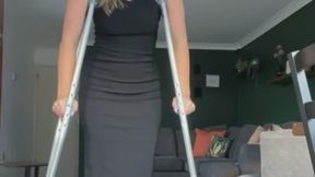 Amputee SBK super sexy showing herself for you on crutches and a sexy dress