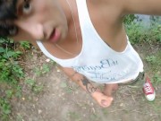 Selfie jerk off video - Jerk off near a lake