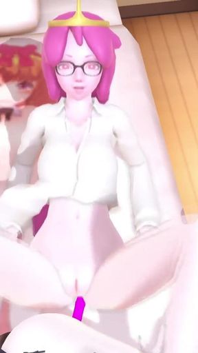 Princess Bubblegum and Marceline the vampire double dildo adventure time