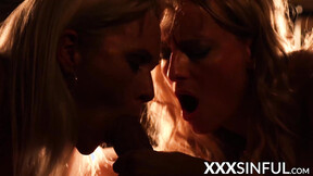Horny blondes share hard dick in erotic cunt 3some