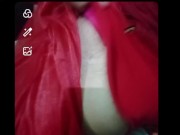 Indian gay Crossdresser in Red Saree showing his boobs on paid nude video call xxx🥵