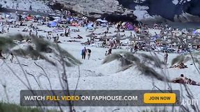 Sexy Nudist Brunette Topless on the Beach