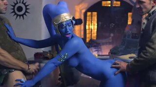 Star Wars porn parody with a blue alien chick fucking