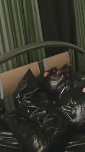 Humiliating latex dress foot fetish