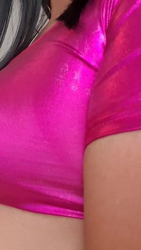 Caressing Pointy Boobs in Shinny Top
