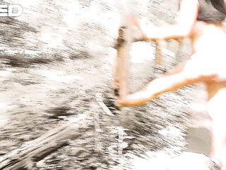 Jungle The Woods Outside Public Bike Trail Solo Female Exhibitionist Yoga Undressed