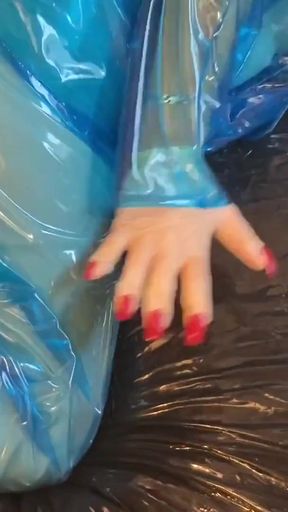 Jaw-dropping moment from &quot;Blue Transparent PVC Plastic Masturbation&quot;