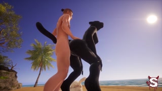 Lucky guy gets into an orgy of sexy furry girls on the beach in intense Wild Life sex