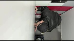 Scally Chav Boy in Leather Jacket Try Glory Hole in the First Time