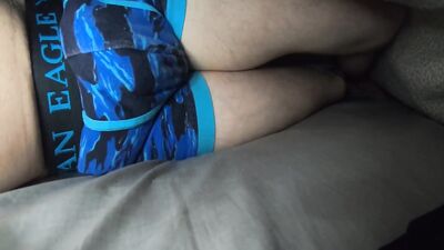 Twink Pisses Underwear CUMS and Pisses again in bed HANDSFREE