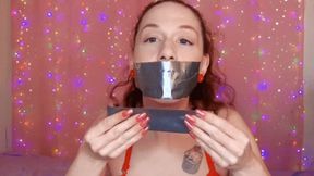 More Gag Talk in a Shiny Tape Gag (wmv 1280x720)