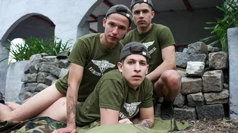 Bautista Nores, Caetano Soares & Jake Lotti's Military Bareback Anal Train
