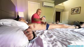 ”TicklishChubs: Kwisatz spurts his dick juice while dom Matt strokes his dick”