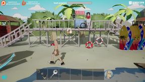 Fuckerman Beach sex hentai game corrupted by big dick creampie anal blowjob