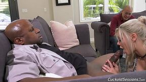 Karma Rx can'_t resist to a huge black cock while cuckold hubby just watching