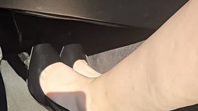 Watch me pump the break pedal in my black pumps in my Dodge Charger!!!