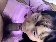 Chinese woman blowjob eats cum