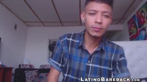 Pretty amateur Juan jerks off his big dick with two hands