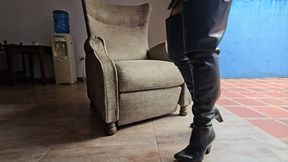 Milah Arches modeling her Made to Measure 112 Black Berlin Boots