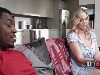 Blond stepmom gets an anal creampie by her ebony stepson - Lilly James