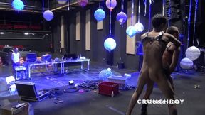 Twink fucked bareback in dance club