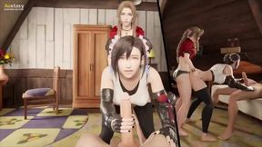 Tifa X Aerith Threesome Tifa Fucked By Strap On While Jacking You Off