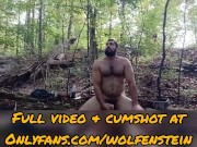 Hot Hairy Bodybuilder Muscle Daddy Jerking Off in the Forest