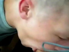 Guy sucks and gets cum in his mouth and on his face
