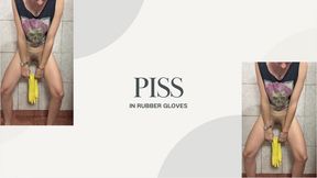 pee in rubber gloves