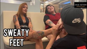 Double Pair Of Red Hot Sweaty Feet Get Total Devotion