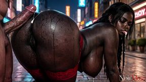black babe with big tits deepthroats the cock to the balls [ai]