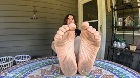 showing off my dirty feet