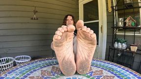 showing off my dirty feet