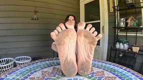 showing off my dirty feet