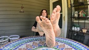 showing off my dirty feet