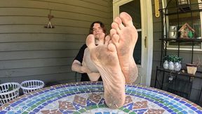 showing off my dirty feet