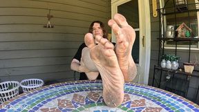 showing off my dirty feet