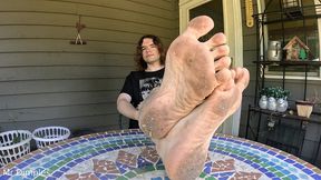 showing off my dirty feet