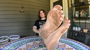 showing off my dirty feet