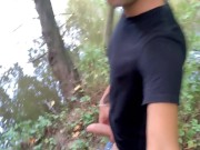 6 public places jerking in one day and big and far cumshot on a path EDGING