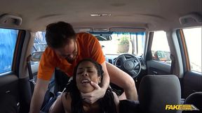 American ebony babe gets creampied in a car by a Scottish guy