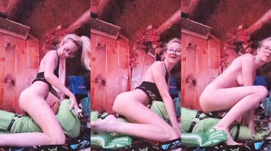 Blonde rides alien dildo in skimpy dress raw POV