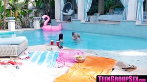 Hot lesbian pool play with eager young sluts