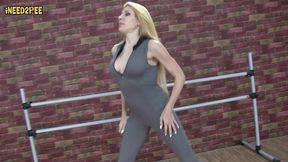 yoga instructor wets her leotards spandex