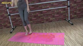 yoga instructor wets her leotards spandex