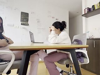 Two Girls Touch Each Other During a Video Call Without Anyone Noticing