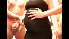 Pregnant in black dress gangbang