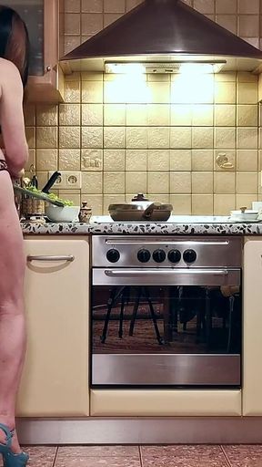 Nylon Sissy Slut Michelle Late Dinner Cooking Live
