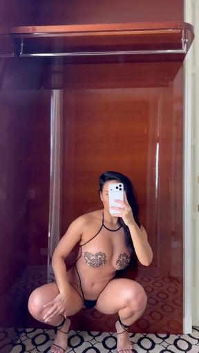 Curvy Asian shows off her big natural boobs and ass