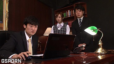 Jav threeseme with japanese secretary teen and the supreme boss